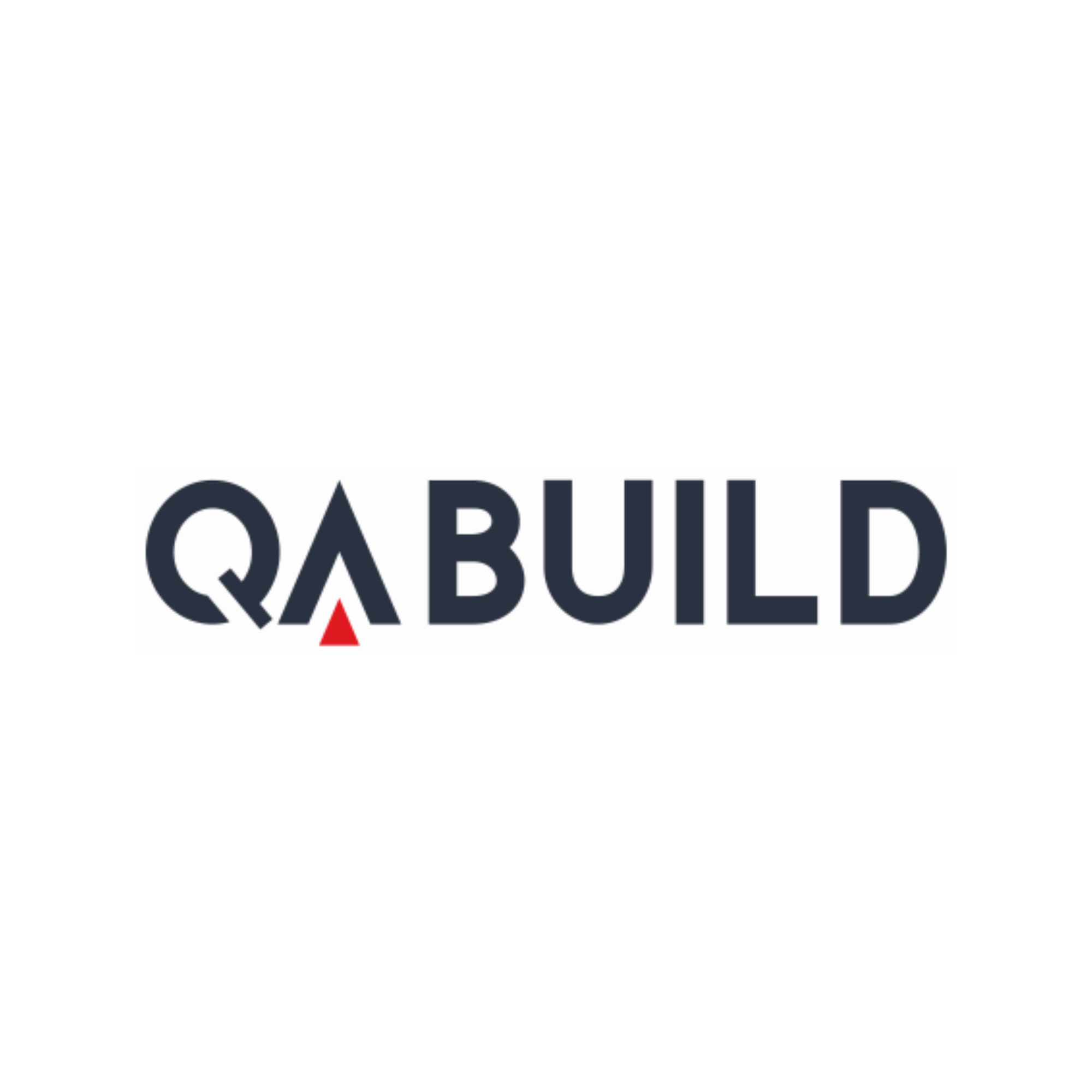 QABUILD logo with stylized letter Q and red triangle in place of the letter A.