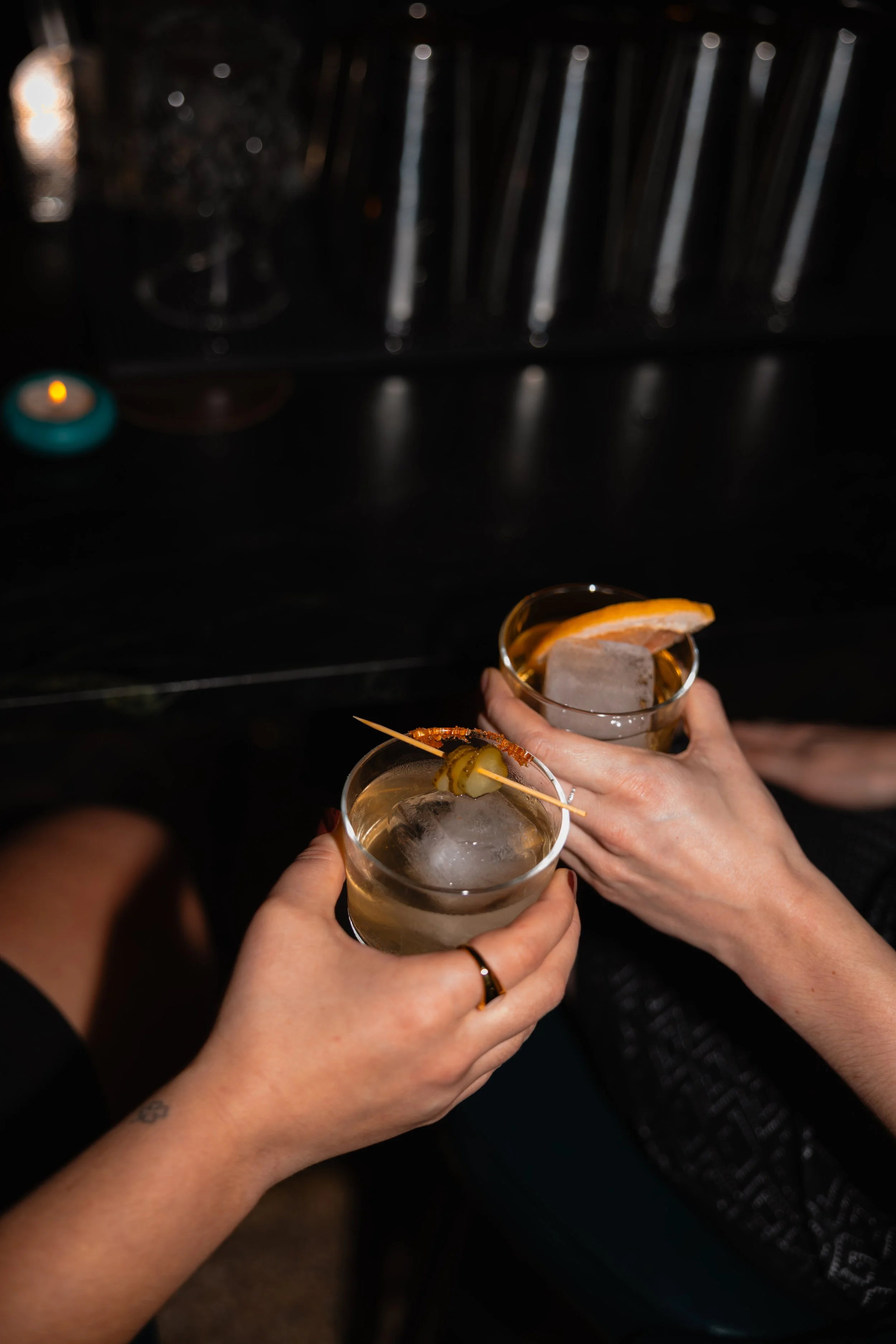Two complex cocktails at Vancouver top rated cocktail bar Bar Asra, great drinks in South Granville Granville Island