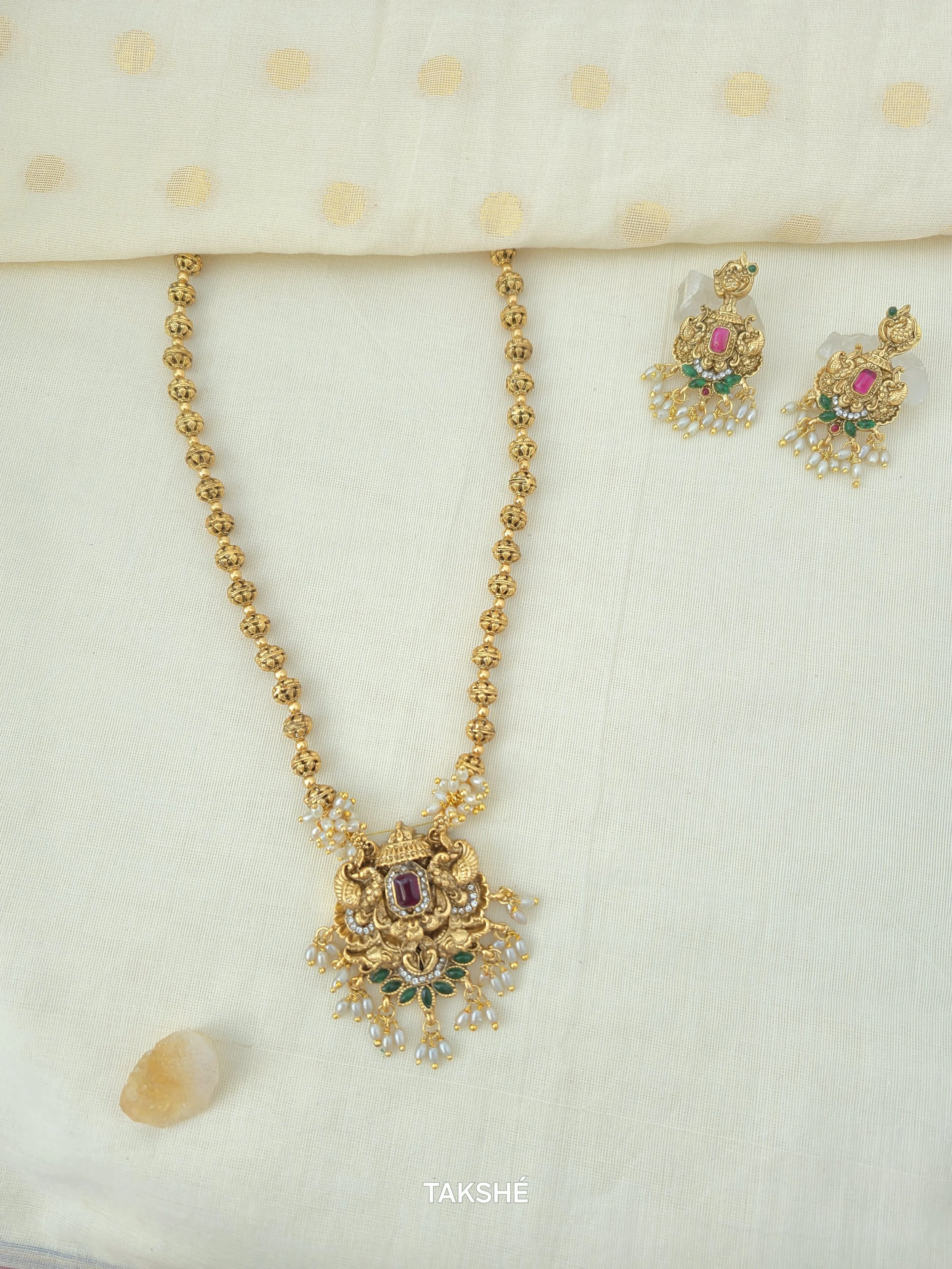 Mayura Rice Pearl Haram Necklace Set