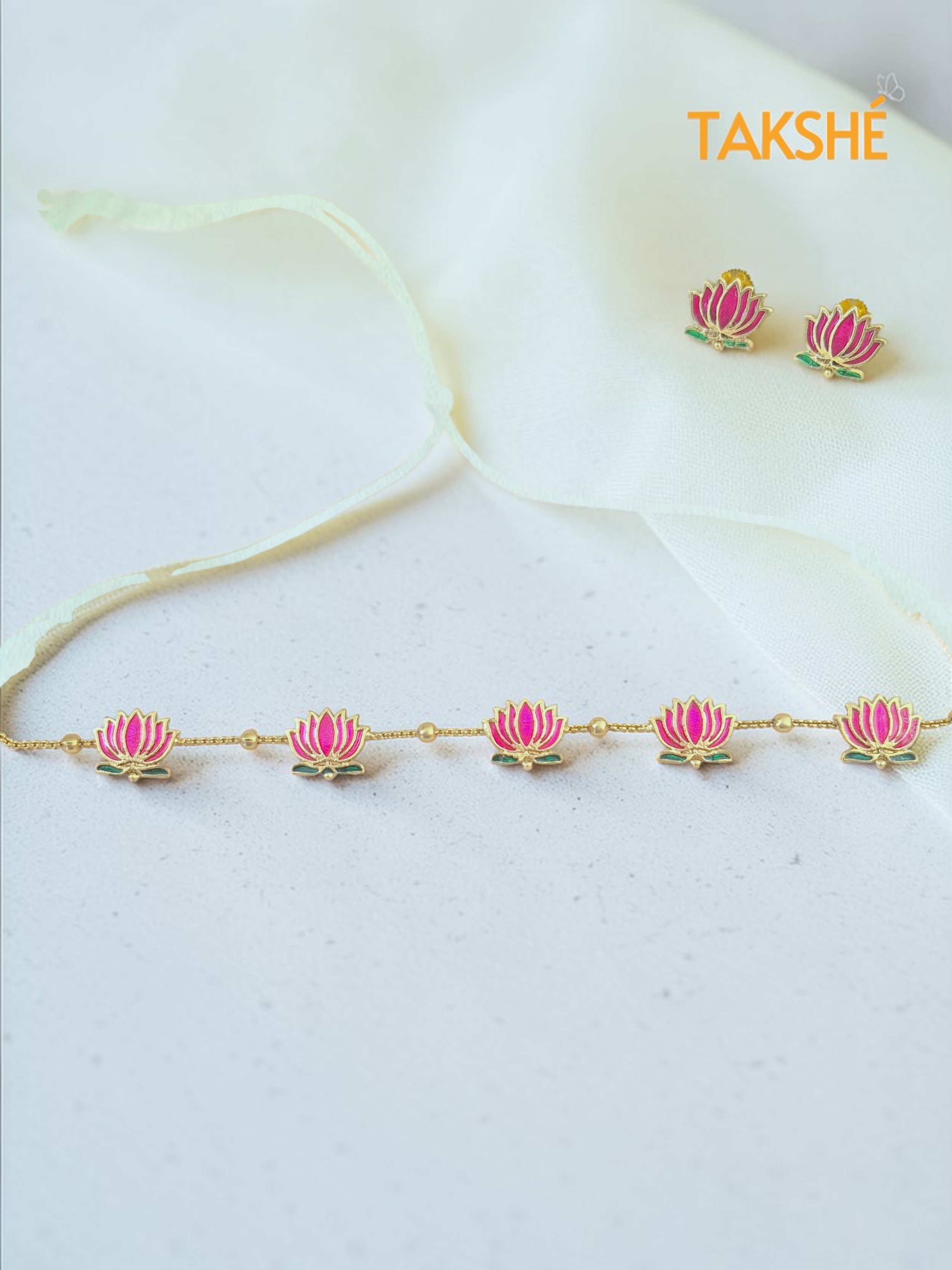 Lotus Choker Necklace and Earring Set