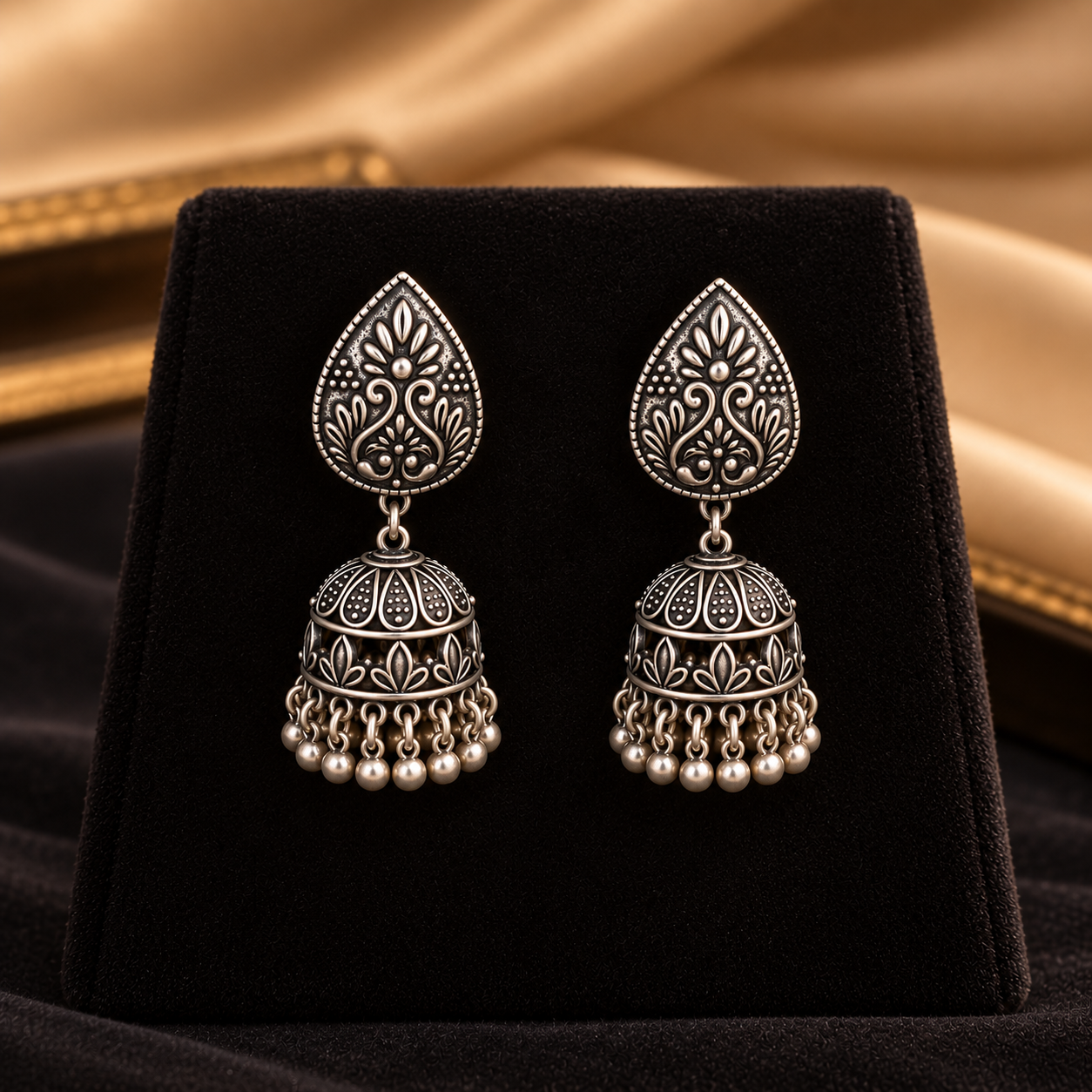 Rashi Oxidised Silver Jhumka