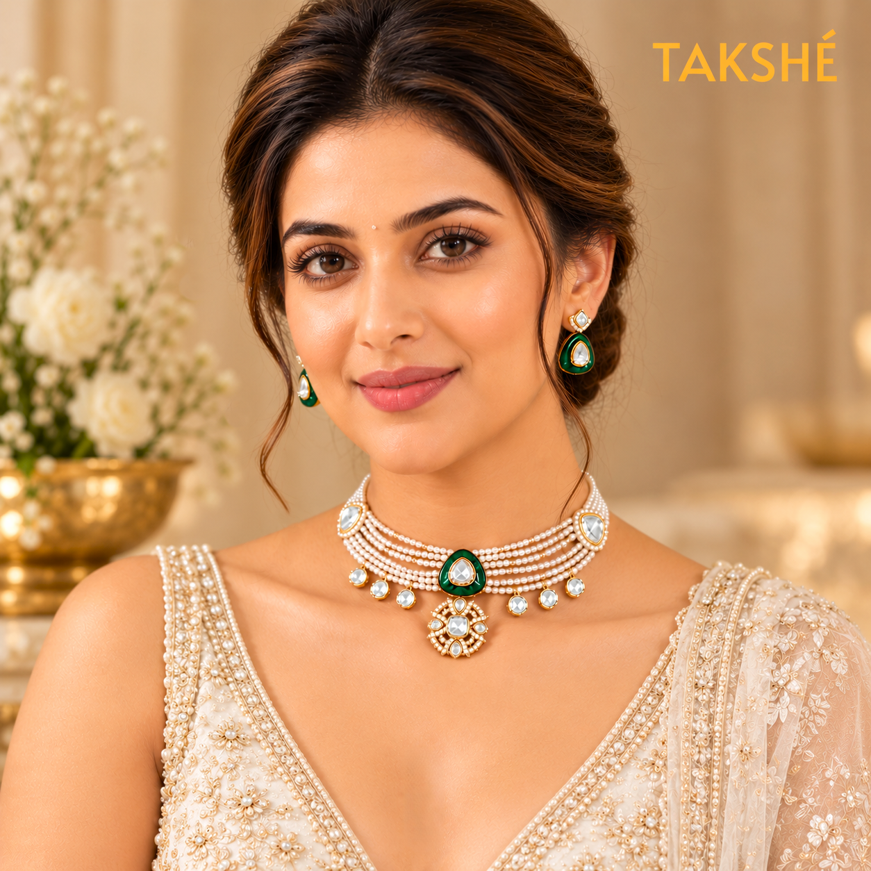 Elegant Green and Pearl Polki Necklace.png
