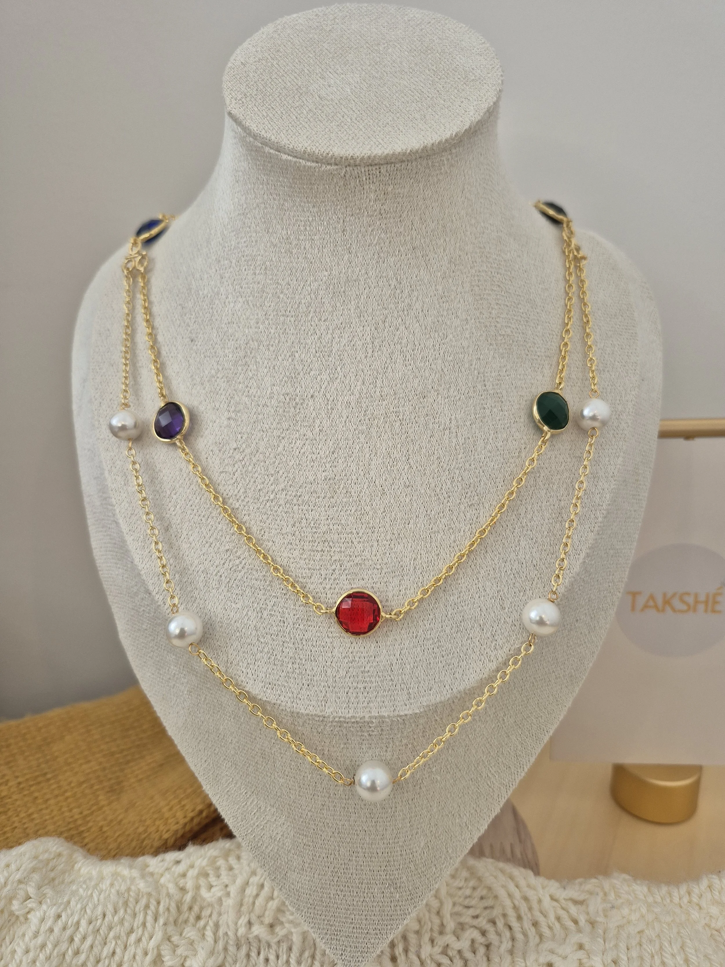 Dara Two-Layer Stone and Pearl Necklace