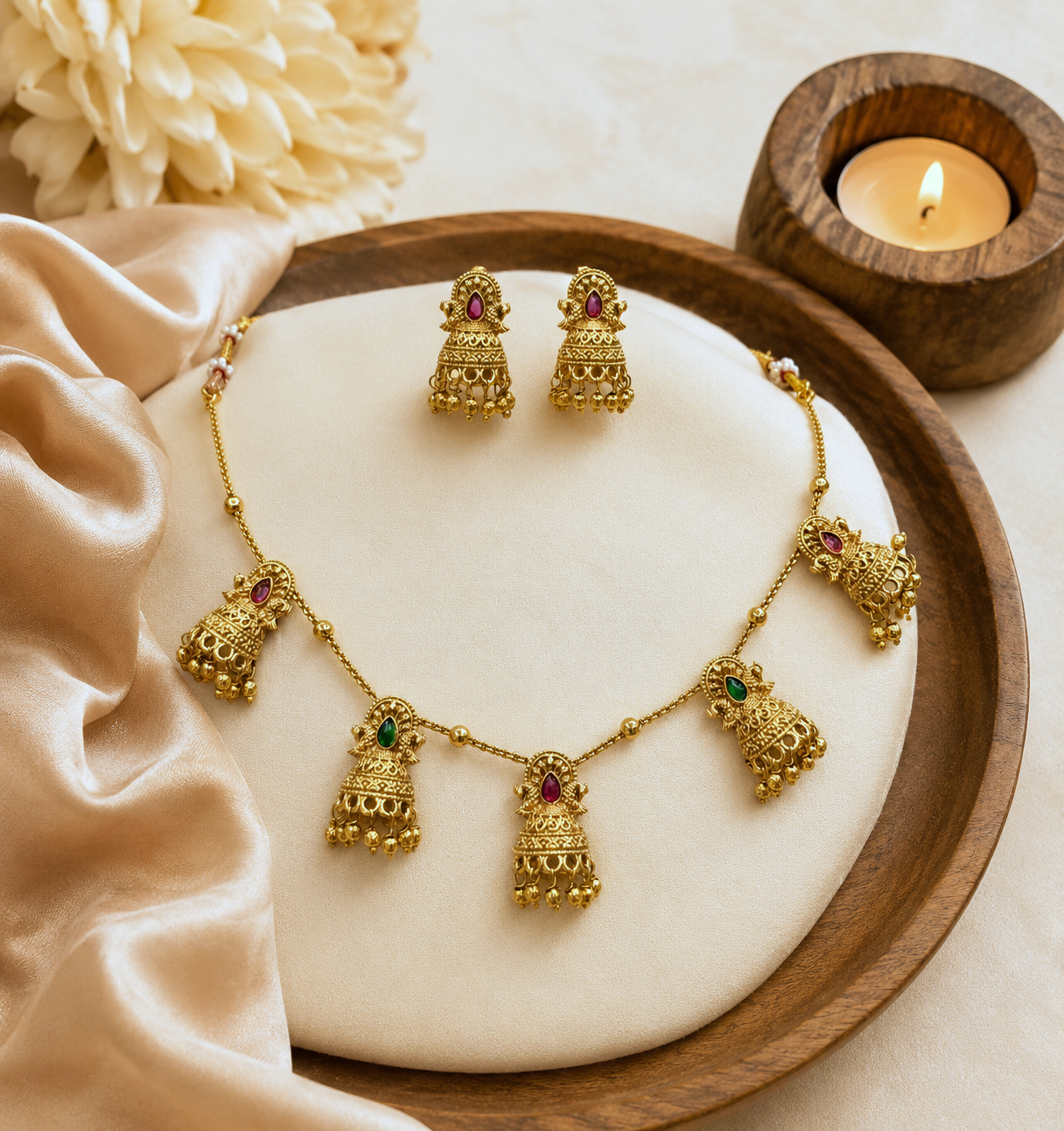 Jhumka Hanging Necklace Set