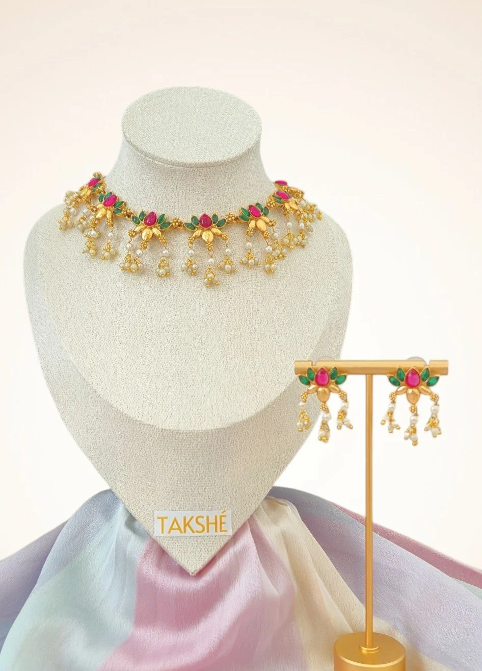 Lotus Sufi Pearl Necklace Set