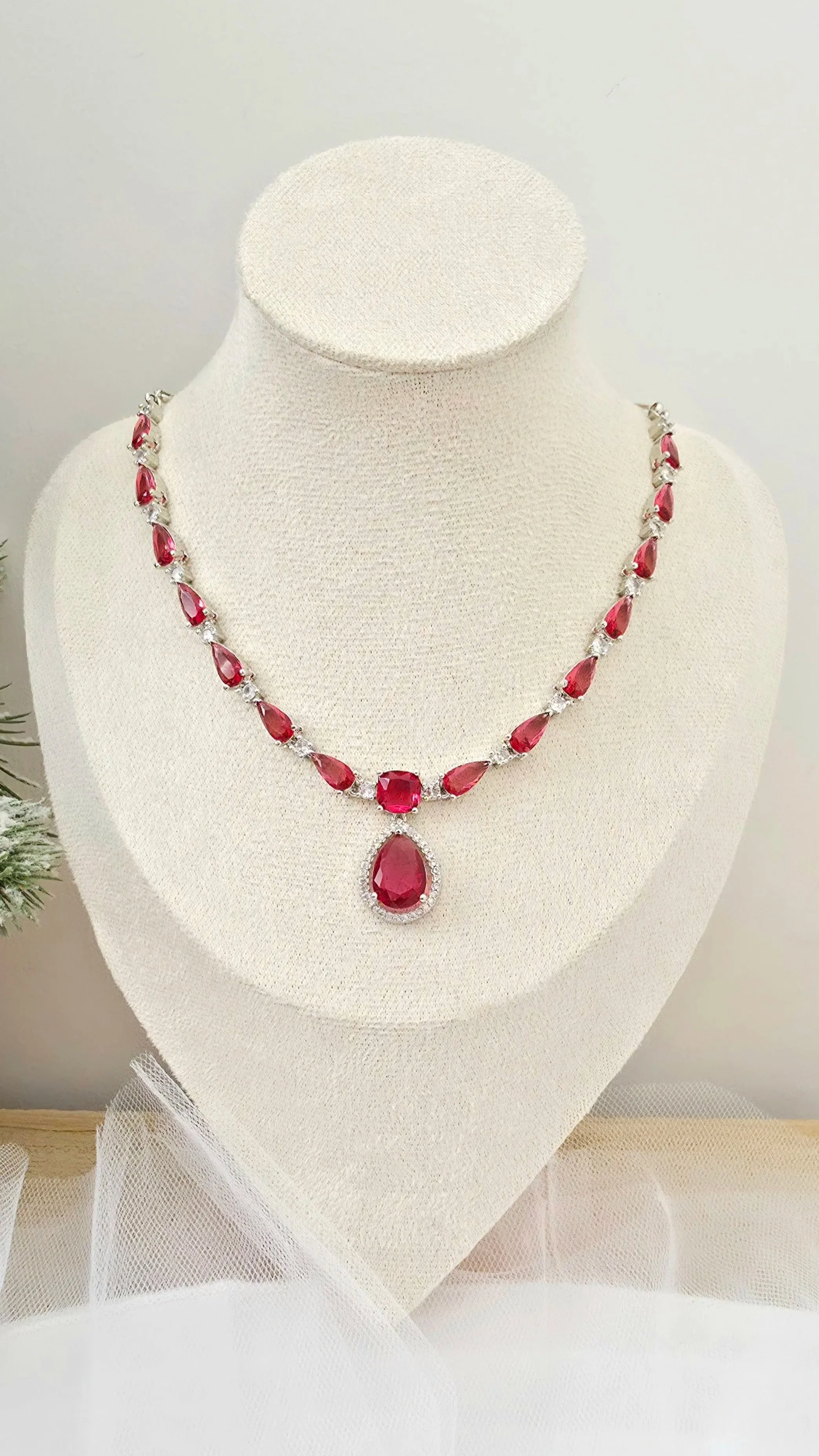 Meca Ruby AD Necklace Set