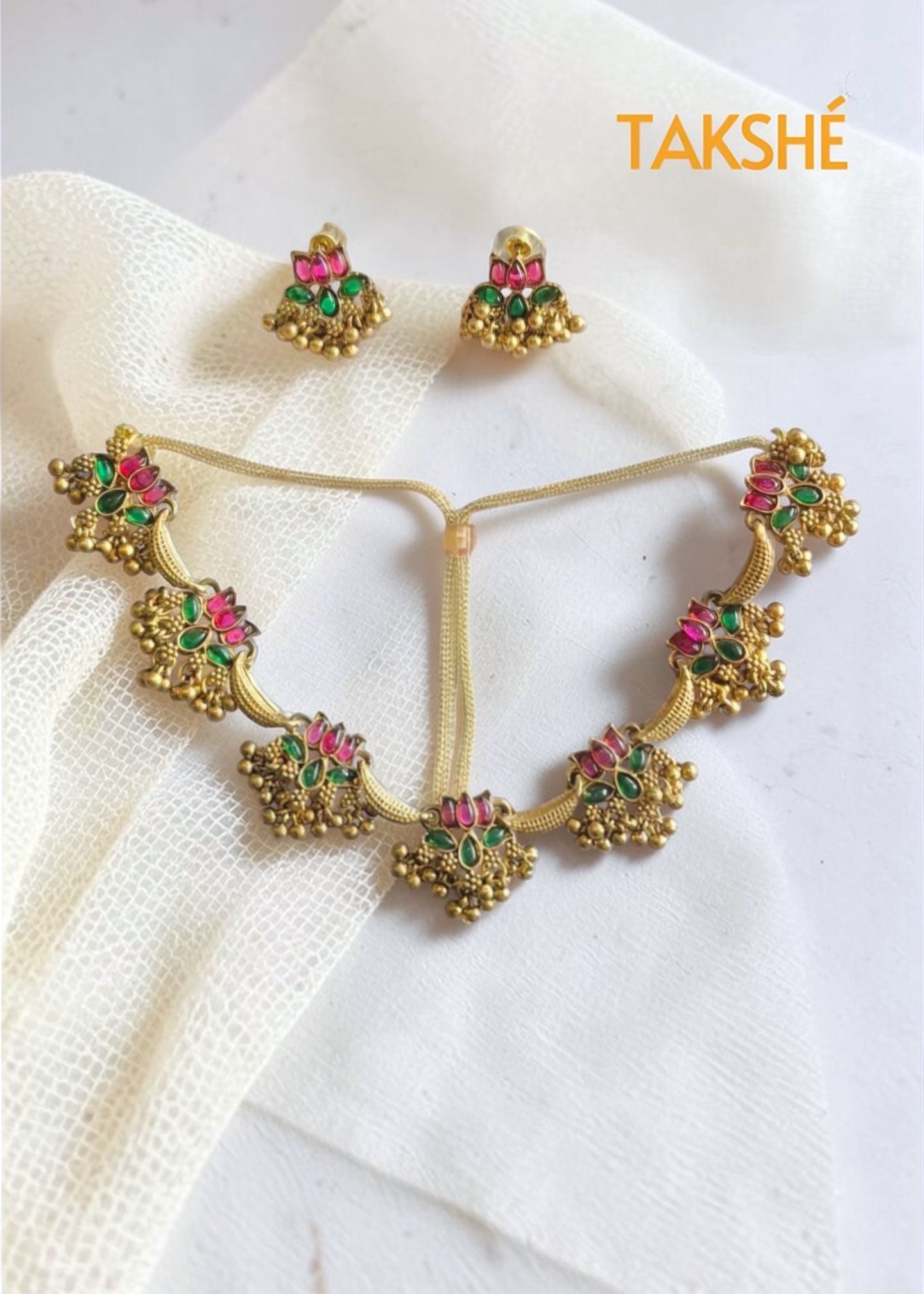 Lotus Golden Beads Necklace Set