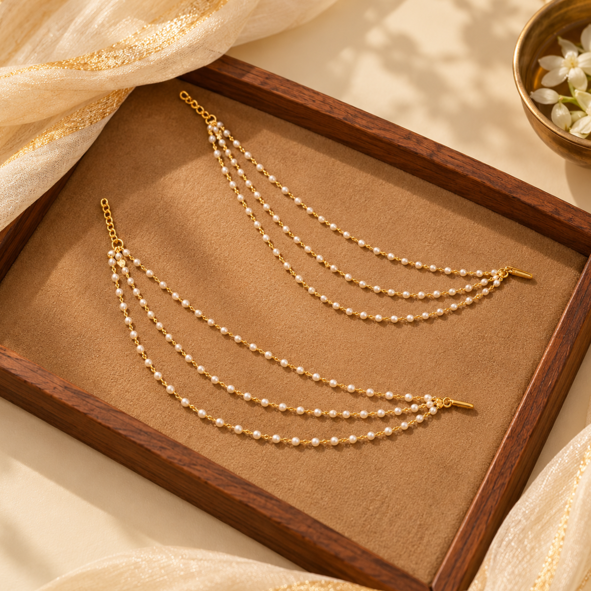 Three-Layer Pearl Ear chain