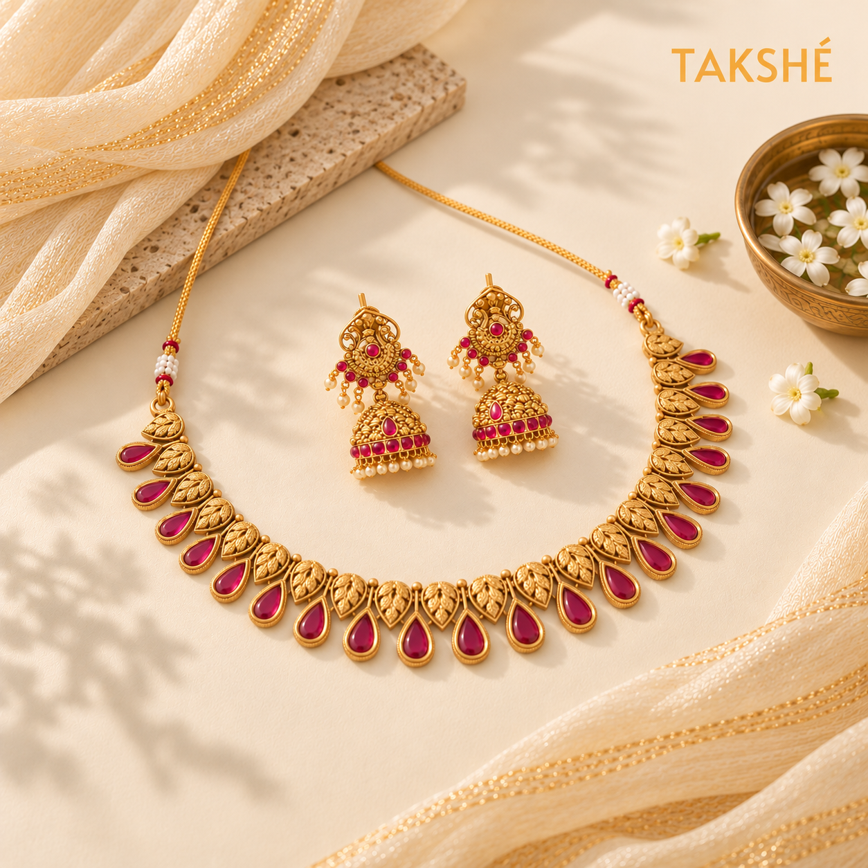 Priyali Ruby Stone Necklace