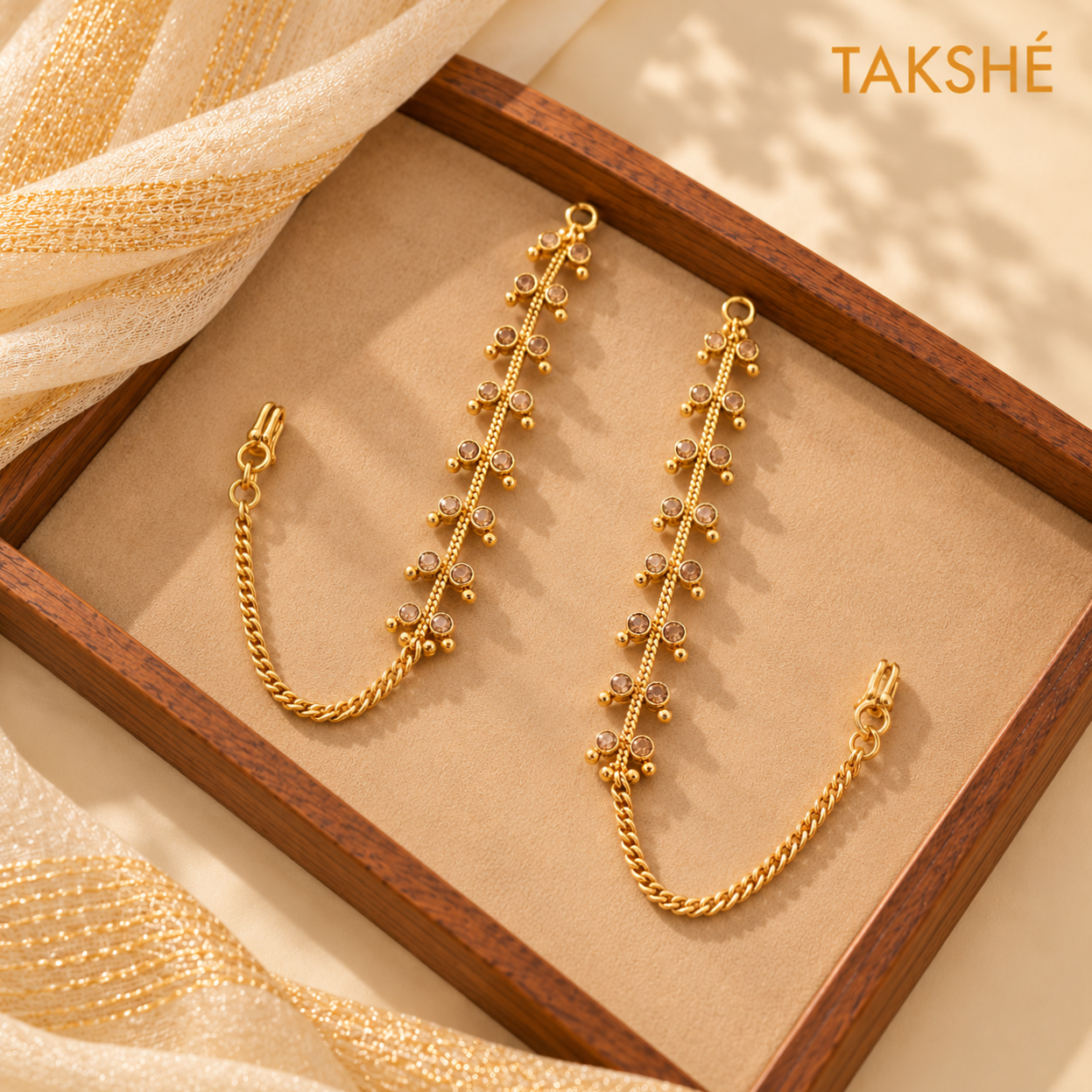 Gold Single layer Gold Chain Earrings.png