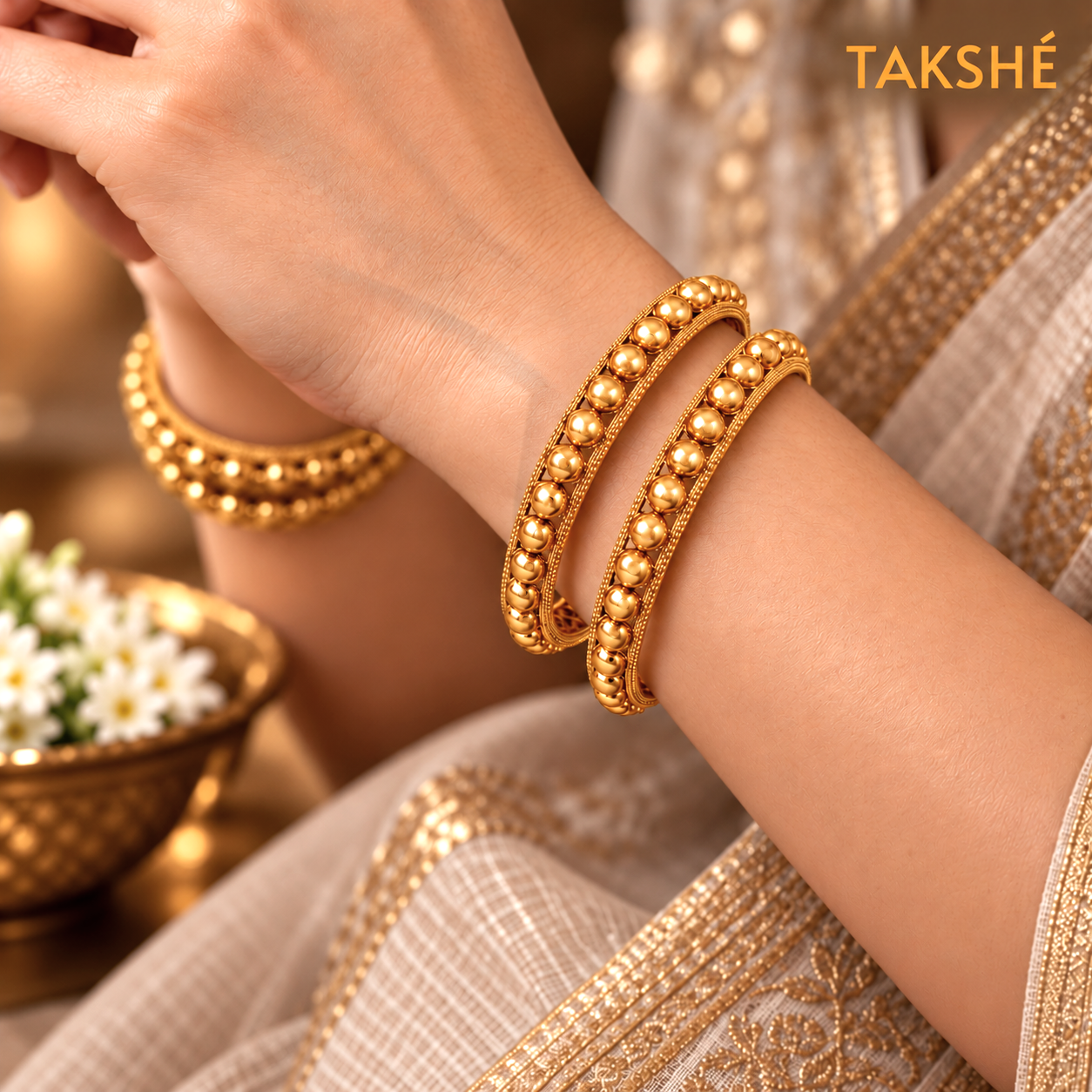 Golden Beaded Bangles