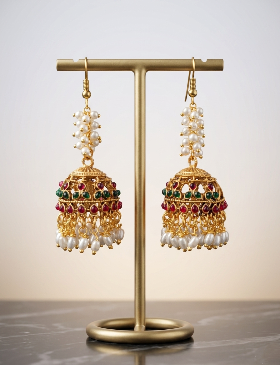 Cluster Pearl Jhumka