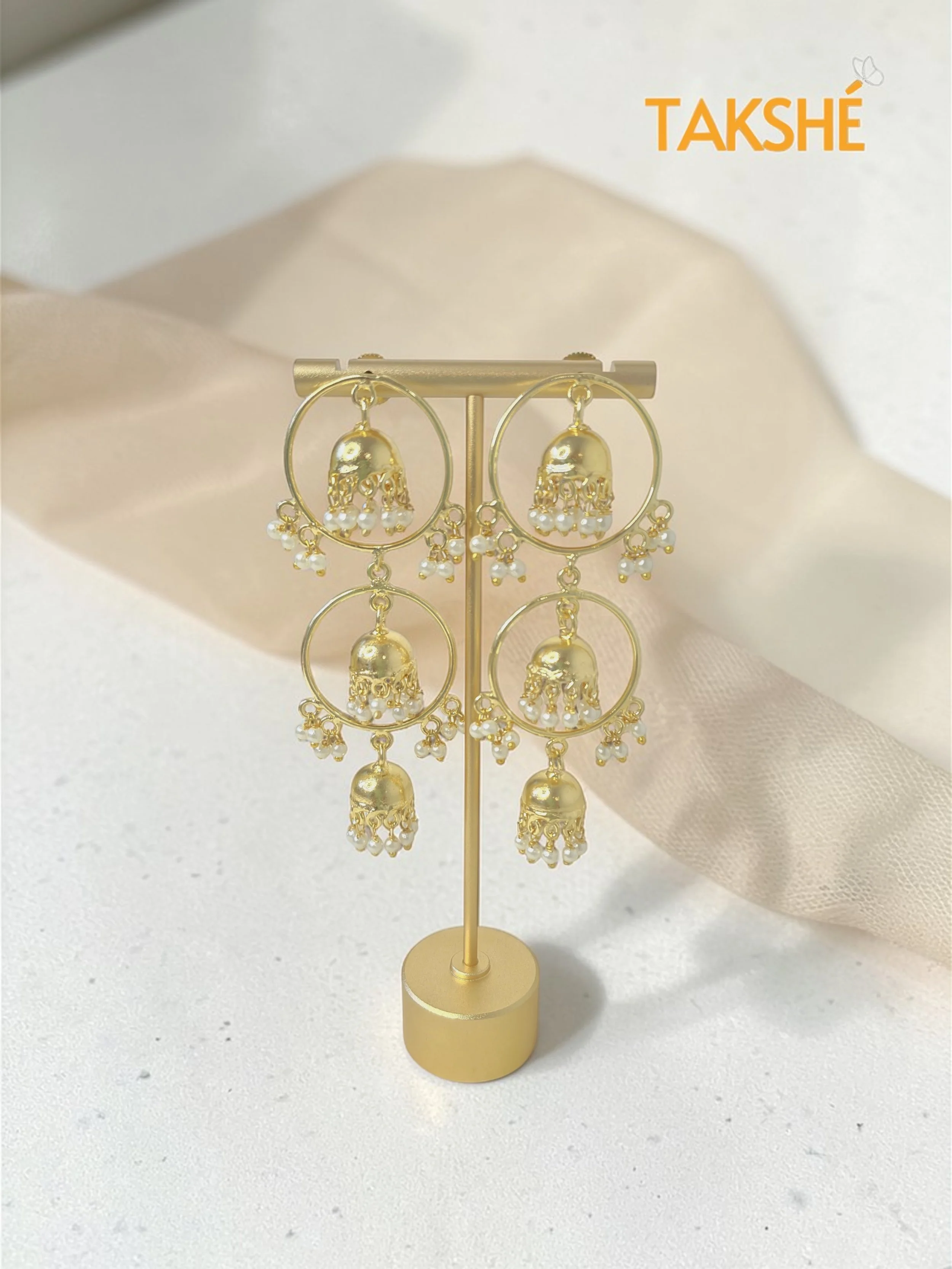 Golden Twin Circle Jhumka