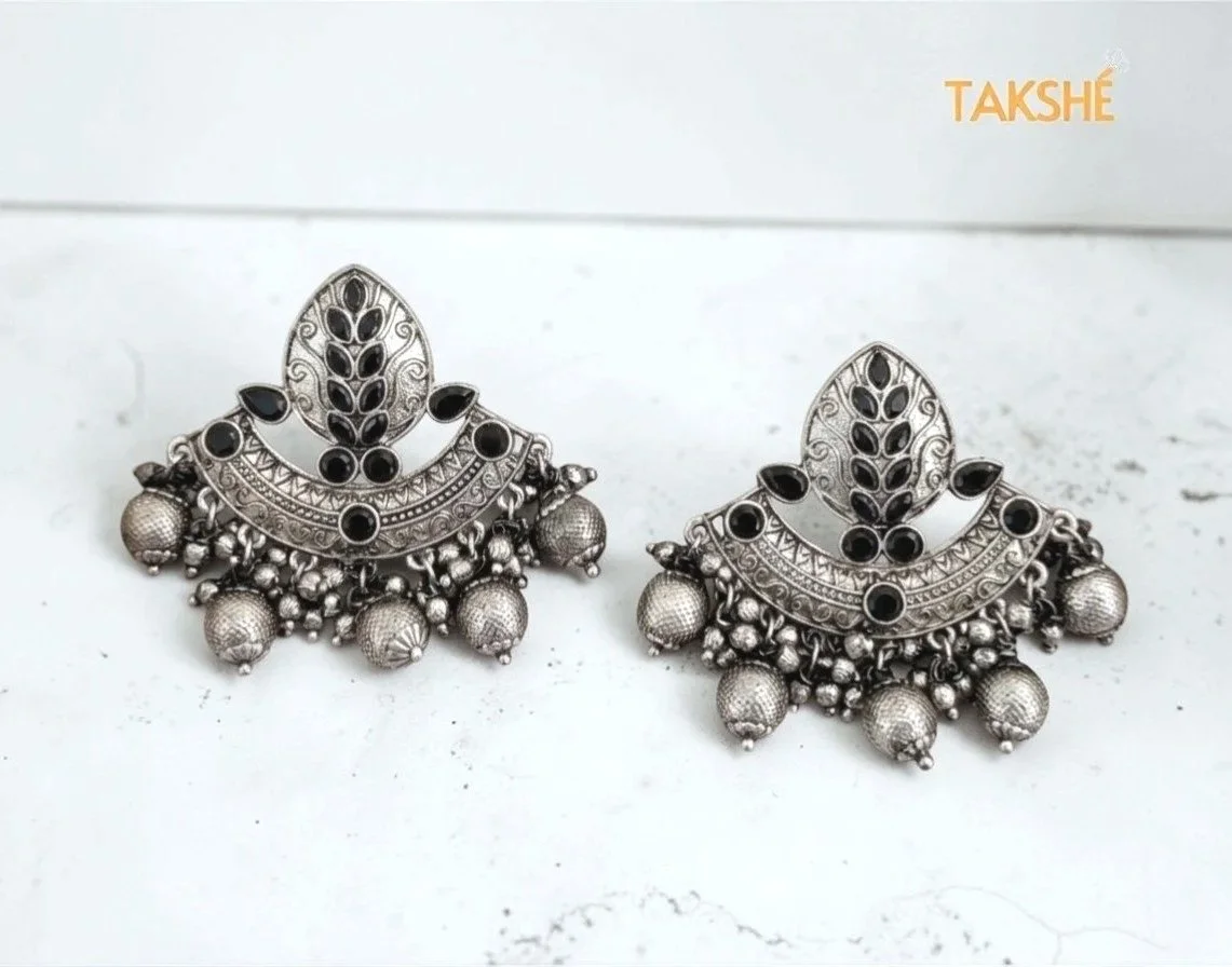 Oxidised Silver Chandbali Earring