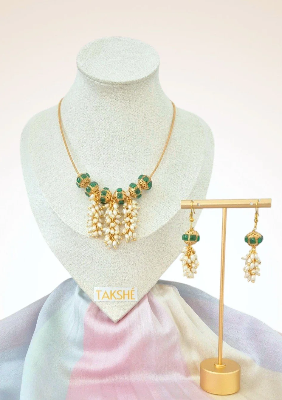 Cluster Pearl Drop Necklace