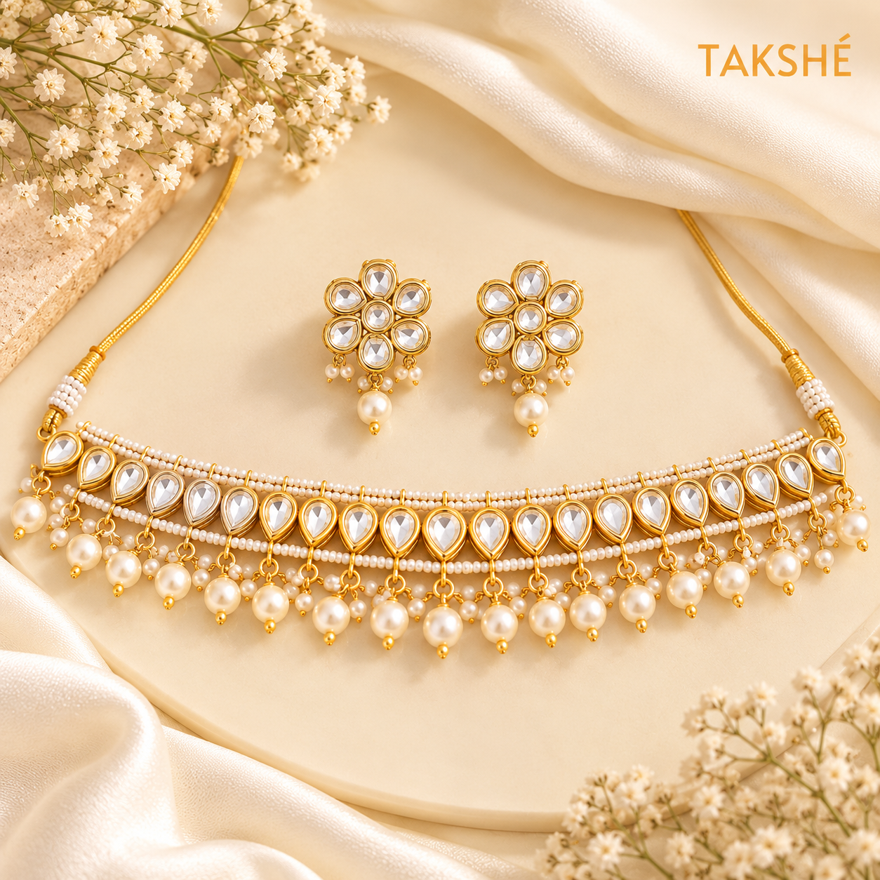 Kundan Pearl Choker Set