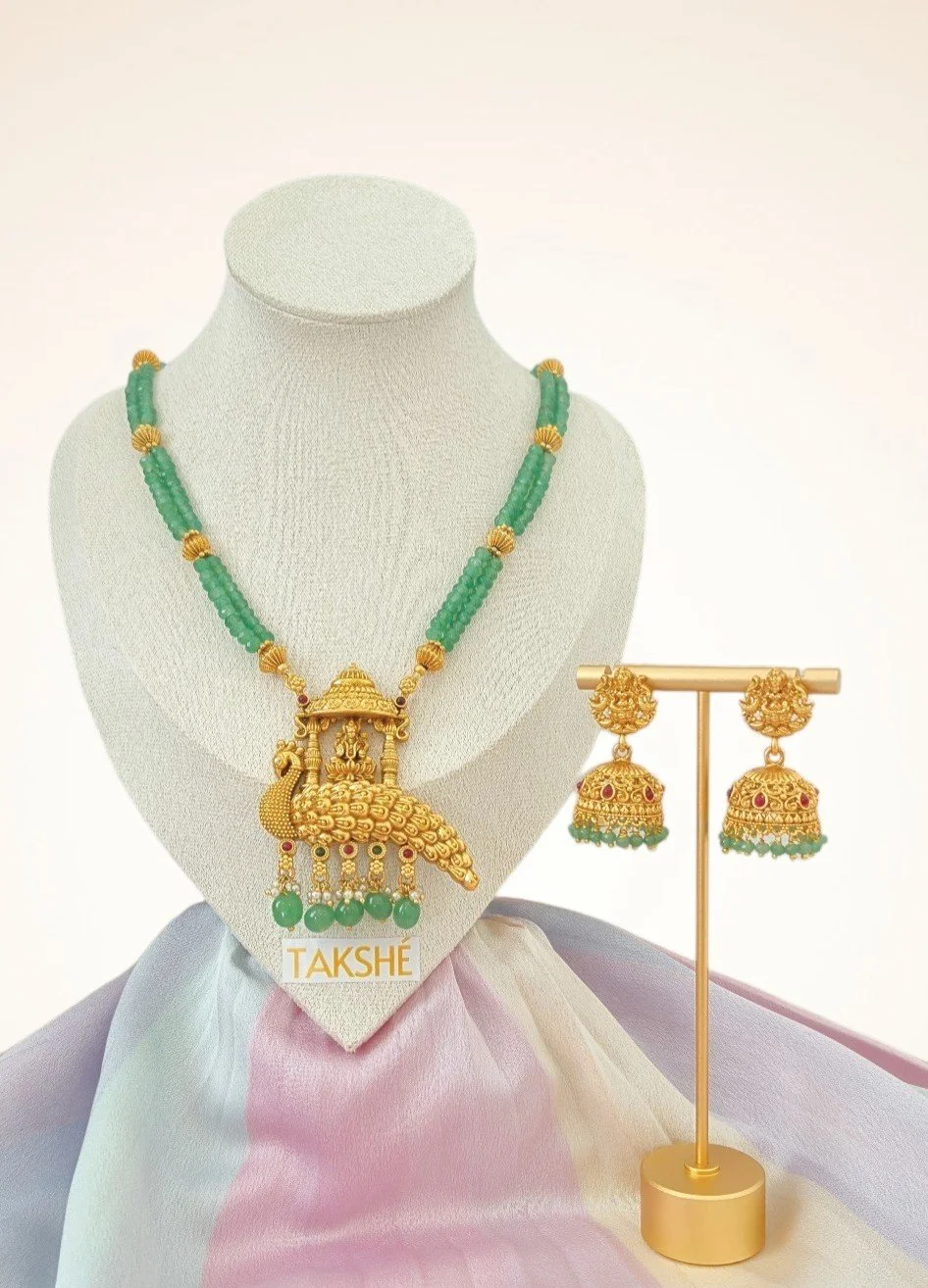 Sree Beaded Temple Necklace with Jhumka Earring