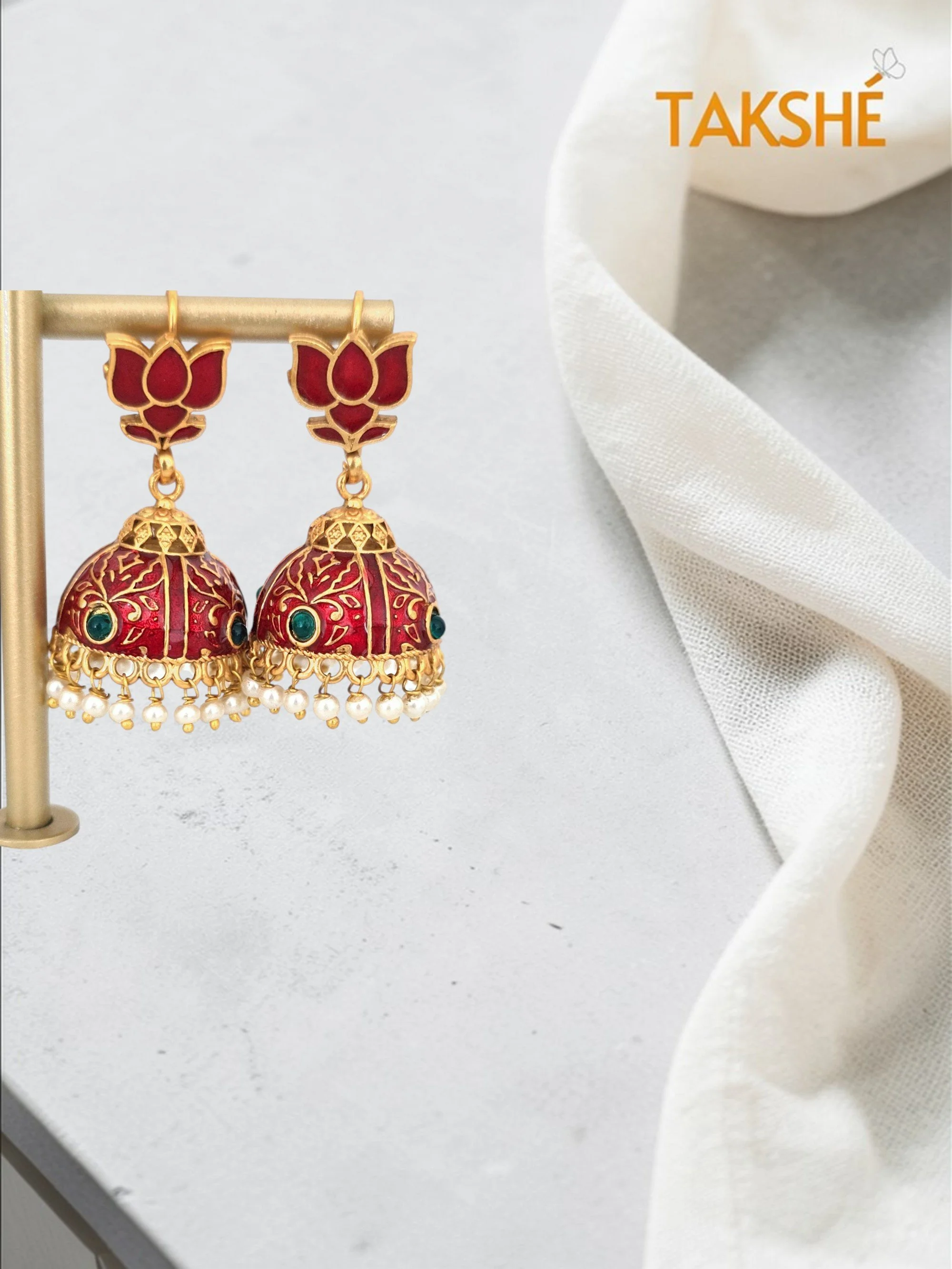 Lotus Red Jhumka