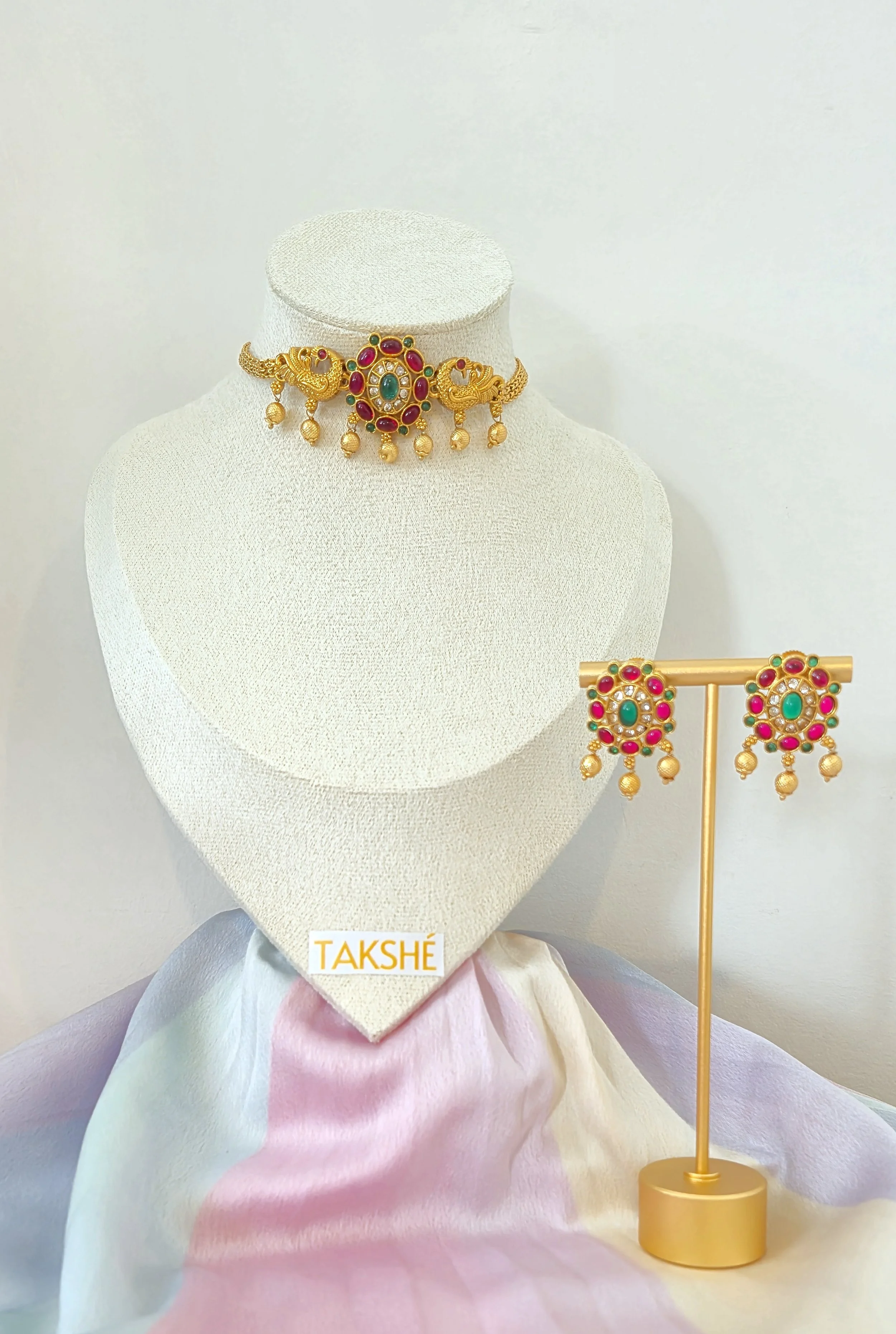 Peacock Ruby Choker Set