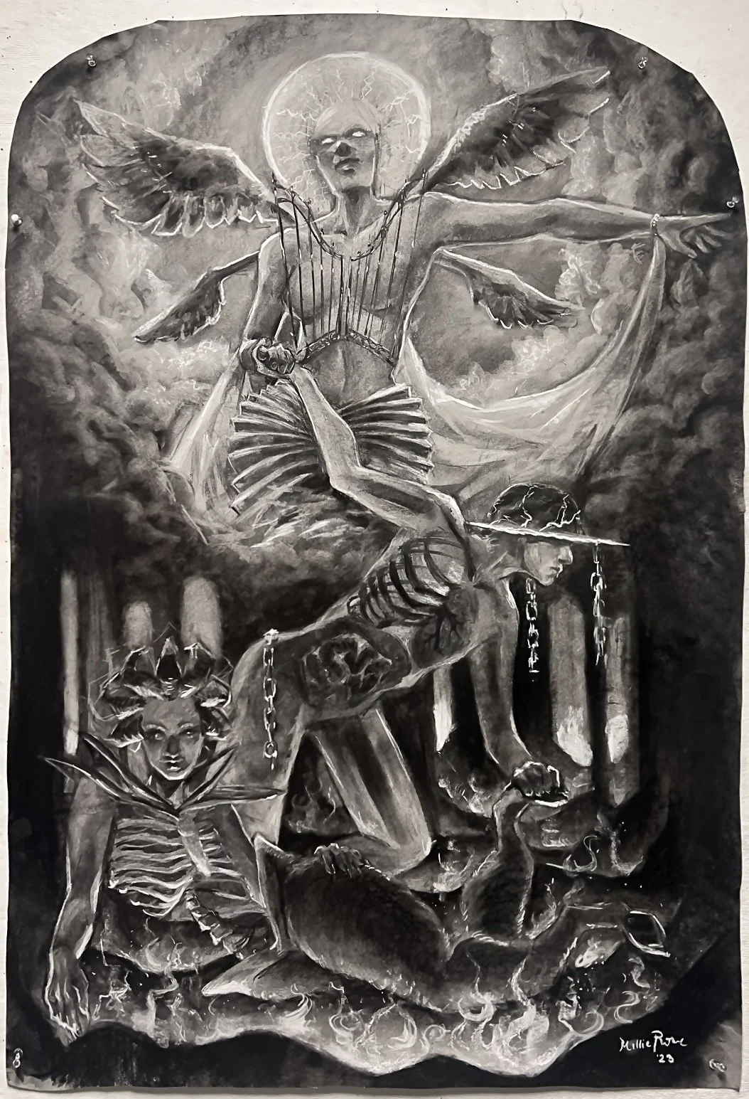 𝘈𝘧𝘵𝘦𝘳𝘭𝘪𝘧𝘦, 2023, Charcoal on Paper, 23 x 34 inches