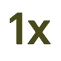 Olive-green number 1 and multiplication sign “x” on a white background.