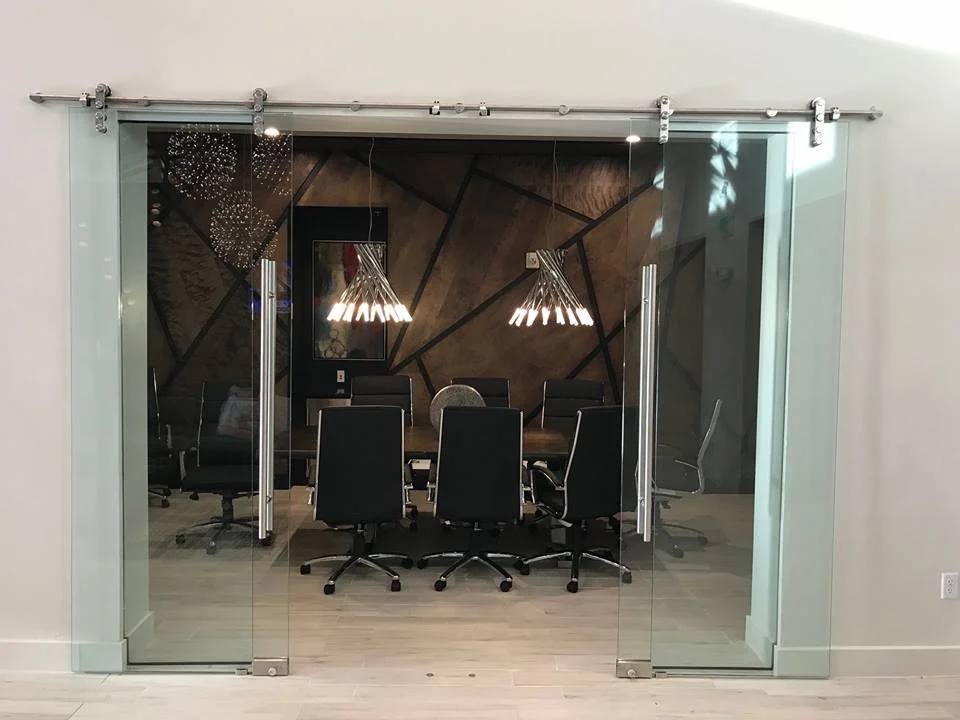 Commercial glass wall installation by A-Ability Glass