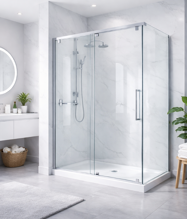 Custom shower glass installation in Colorado home