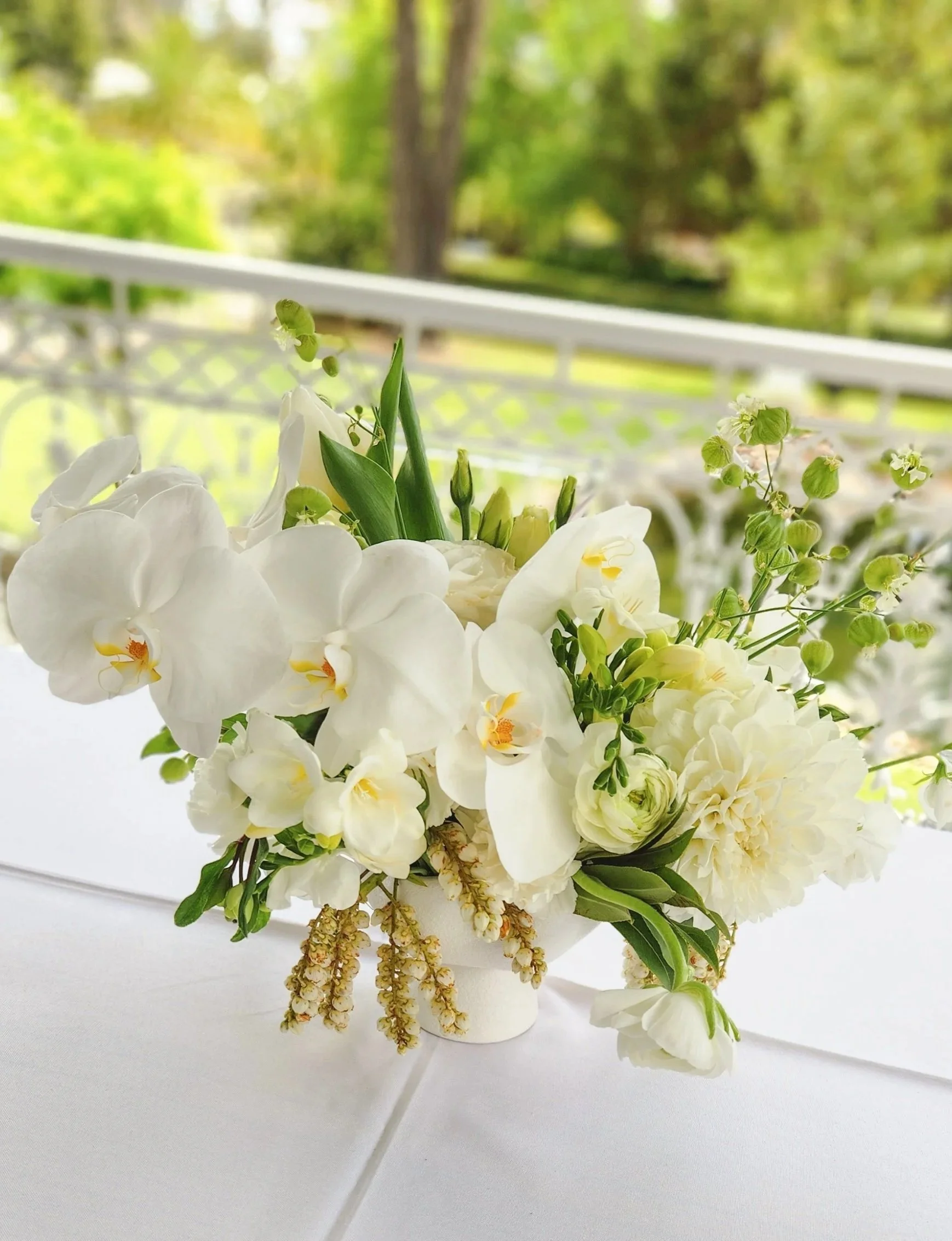 Garden style wedding centerpiece