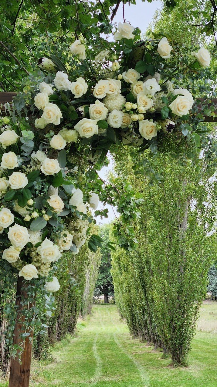 Rose and native wedding arch 