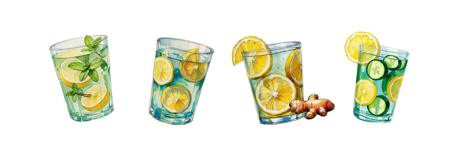 Lemon water in a clear glass