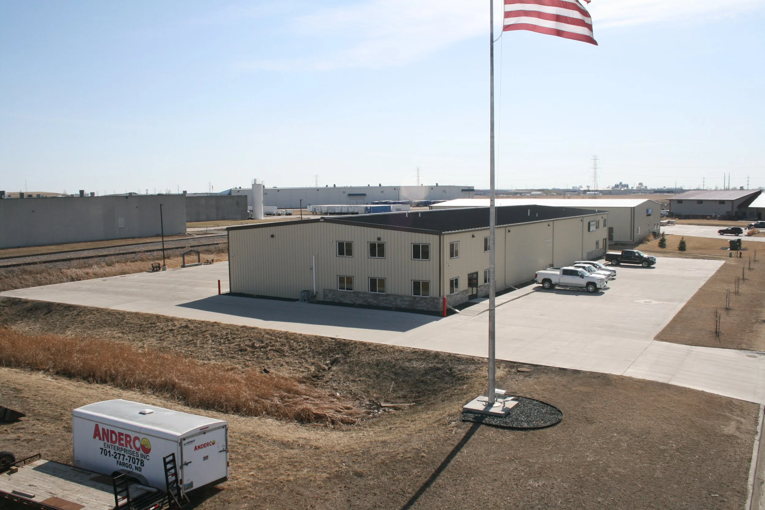 This is Andrco Enterprises, Inc.  Steel Building we are located right in Fargo, ND and we provide buildings for all of the Fargo-Moorhead and surrounding areas. There is tons of room for equipment and beautiful office areas.