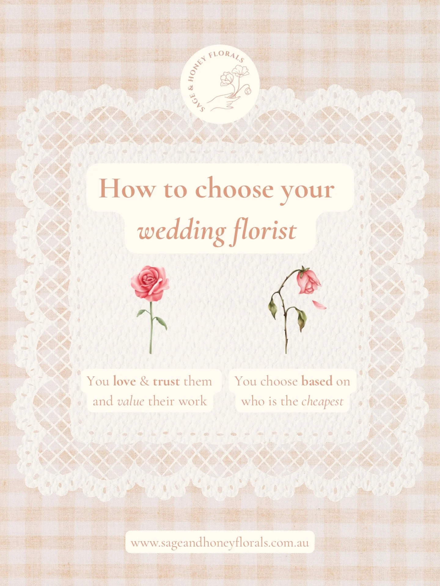 Choosing is sooo simple! Here&rsquo;s your checklist:

✔️you love &amp; trust them
✔️you&rsquo;re happy to pay them
✔️you&rsquo;re supporting a small local business
✔️you&rsquo;re excited to work with them
✔️their design style aligns with your vision