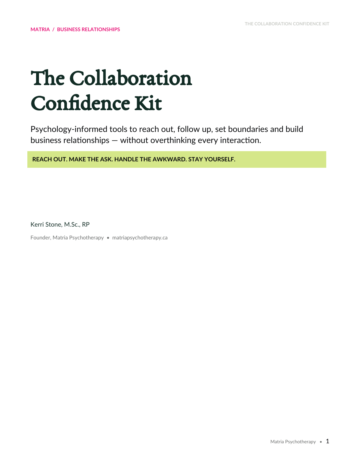 Cover of The Collaboration Confidence Kit by Kerri Stone