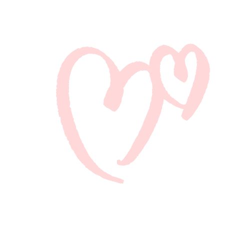 Pink hand-drawn heart with a smaller heart inside, on a black background.
