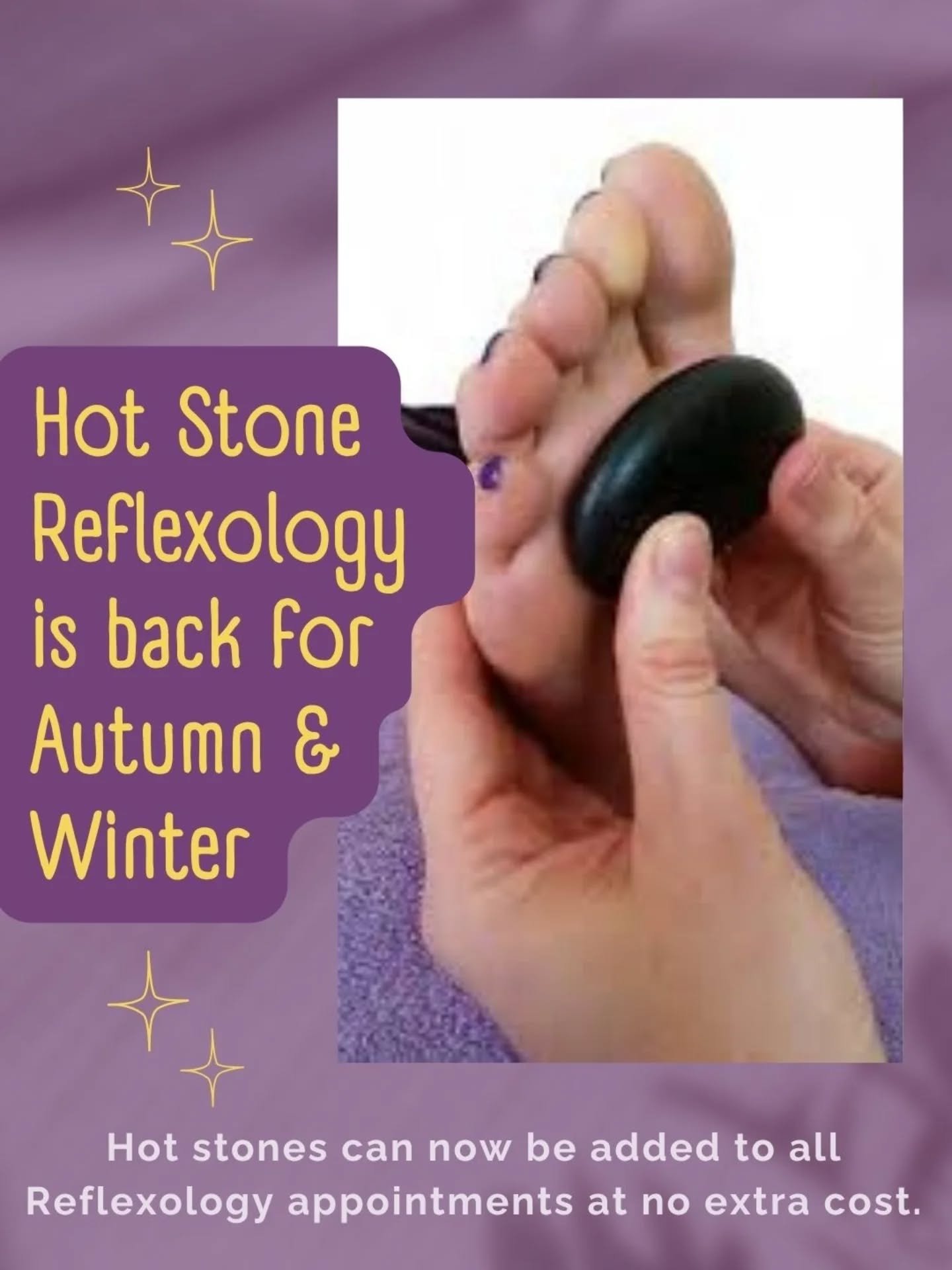Your feet carry you through life -  give them some love during these colder months 🥶

Add soothing warmth and an extra layer of bliss with hot stones now back as a FREE optional extra during your treatment, to enhance the deeply relaxing power of re