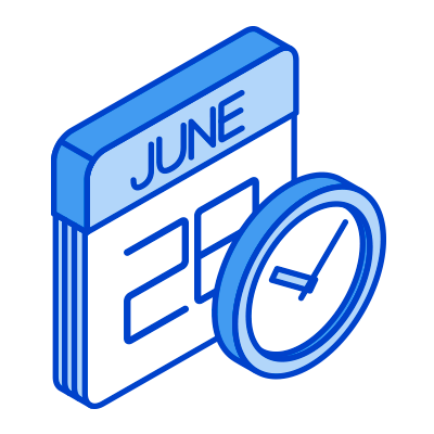June 20 calendar page with a clock showing 3 o'clock.
