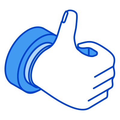 Illustration of a hand giving a thumbs-up gesture.