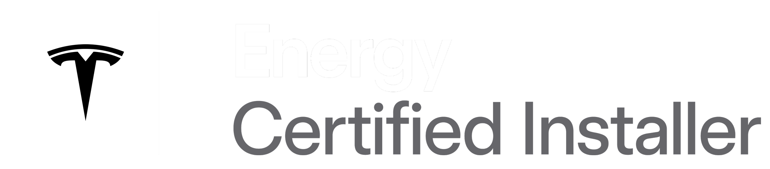 Tesla logo with the words Energy and Certified Installer.