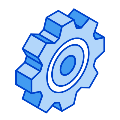 3D illustration of a blue gear.