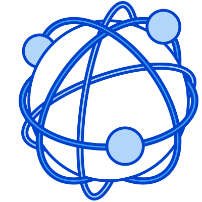 A stylized globe with orbiting electrons, symbolizing an atom or atomic structure.