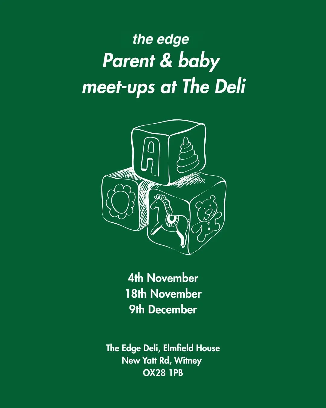 Join our parent and twin baby group every other week between 10-11:30am at The Edge Deli. Enjoy a slice of cake, brunch and coffee with 10% off whilst chatting all things parenthood. 

Our next dates are: 

💛 04th November 
💛 18th November 
💛 09th