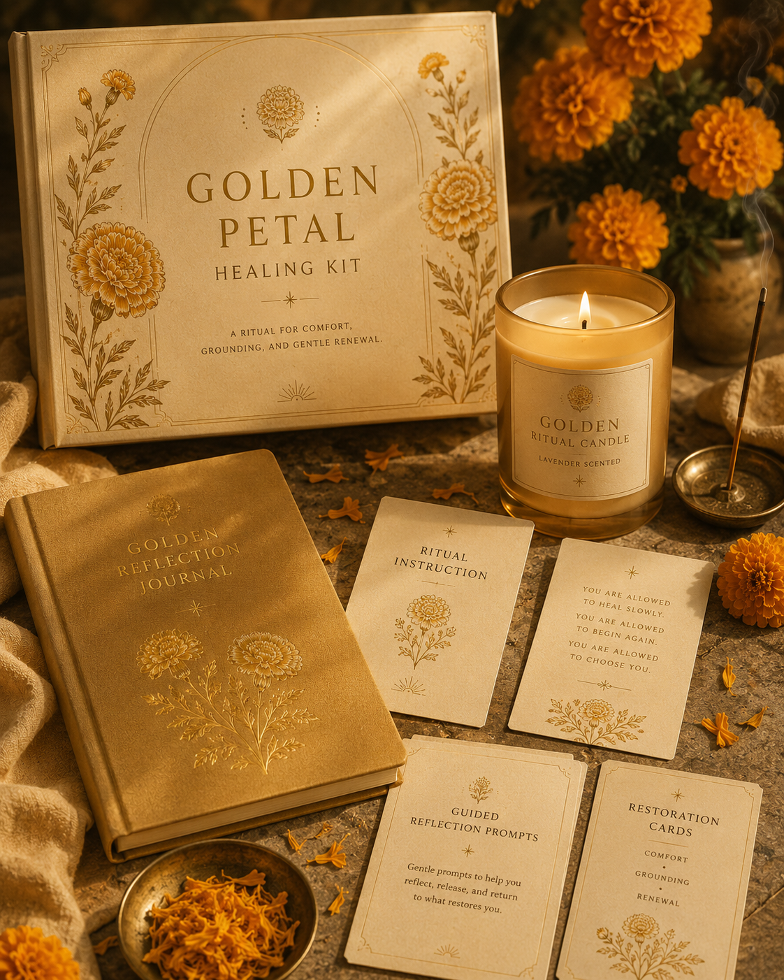 Golden Petal Healing Kit -Sacred healing, held in your hands