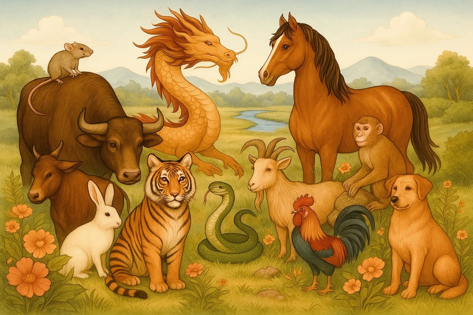 🌼The Story of How the 12 Sacred Animals Came to Be