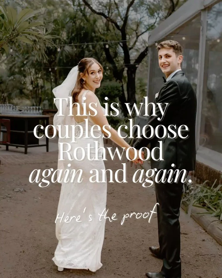 ⭐️Real words from real Rothwood couples

From pop up ceremonies to full day celebrations, our couples have shared the most beautiful feedback about their experience here at Rothwood.

Smooth planning, stunning gardens, d&eacute;cor included, on site 