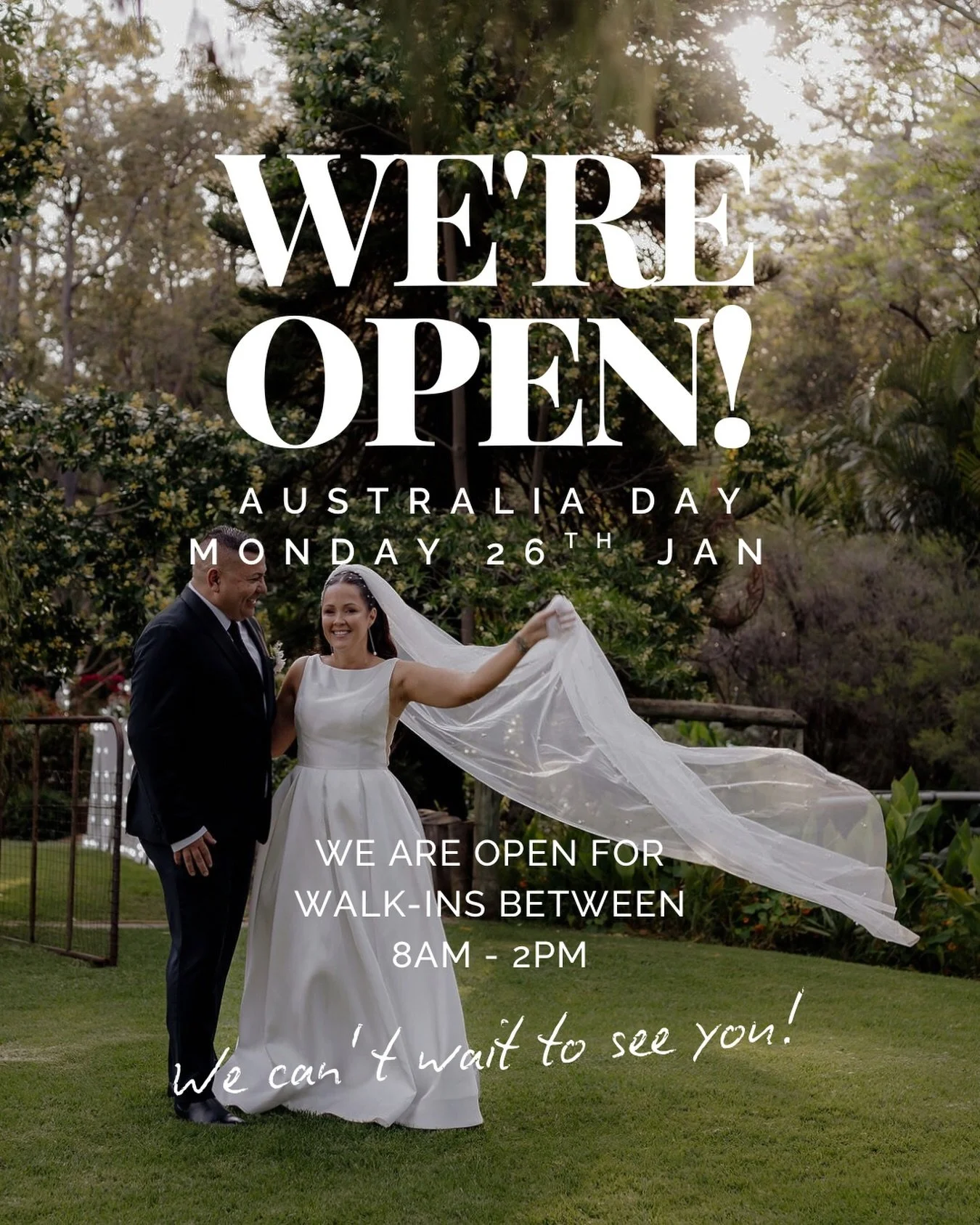 🇦🇺 Australia Day Open Day 🇦🇺

We are open!
Monday 26 January - 8am to 2pm

No booking required
Children are welcome

Come for a relaxed walk around the grounds, explore the space and see what we offer. We will be on site to answer your questions 