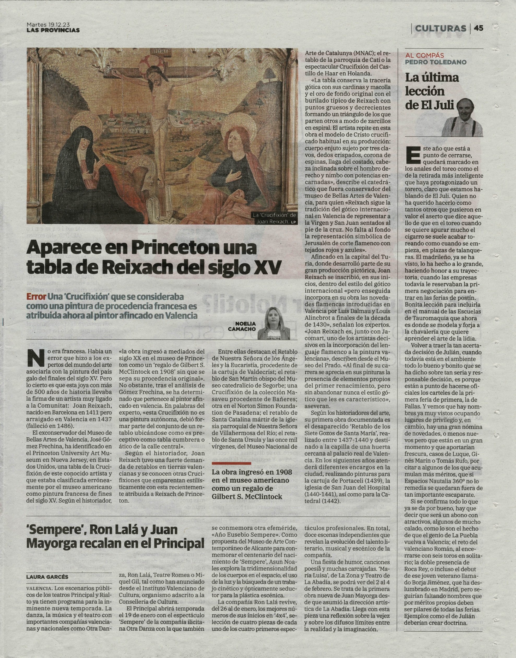 Aparece en Princeton una tabla de Reixach del siglo XV