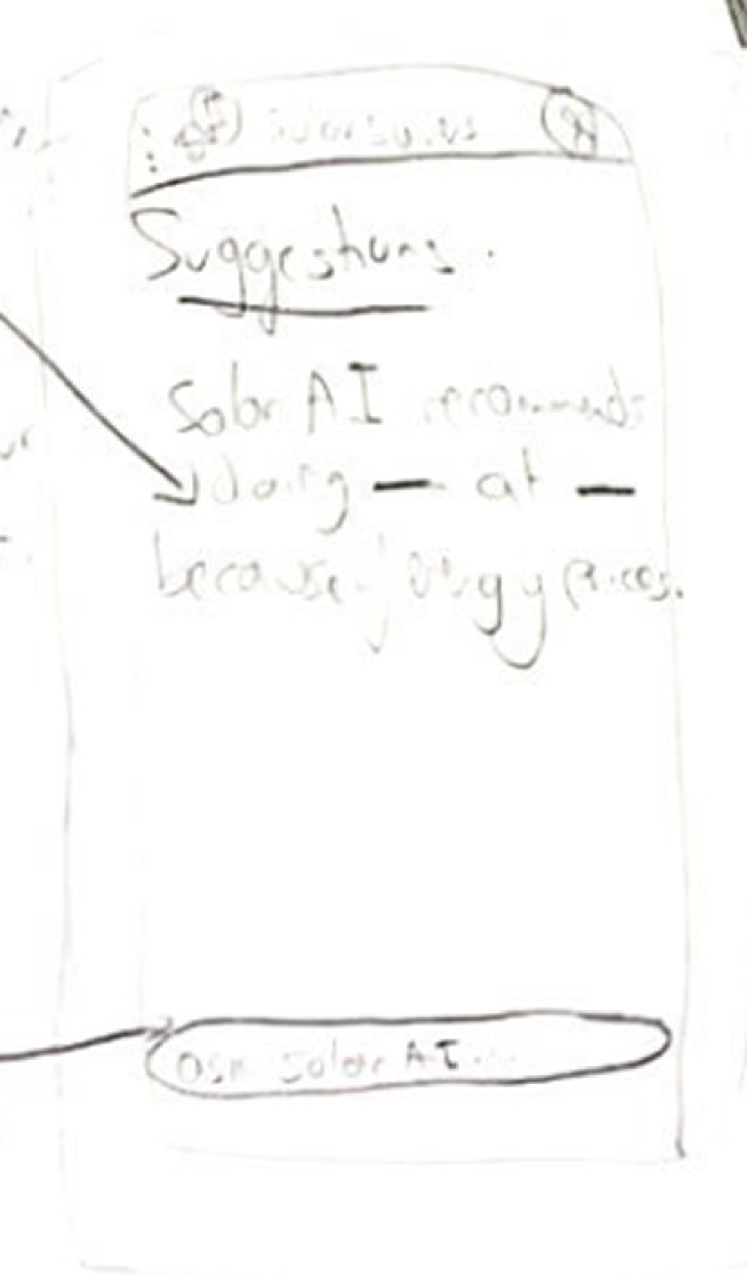 Side note in sketch of AI making booking suggestions