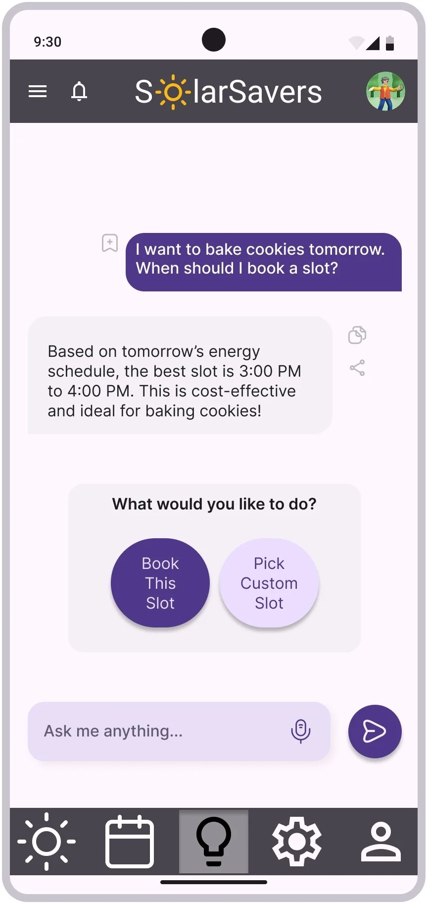 Hi-fi wireframe of AI chatbot