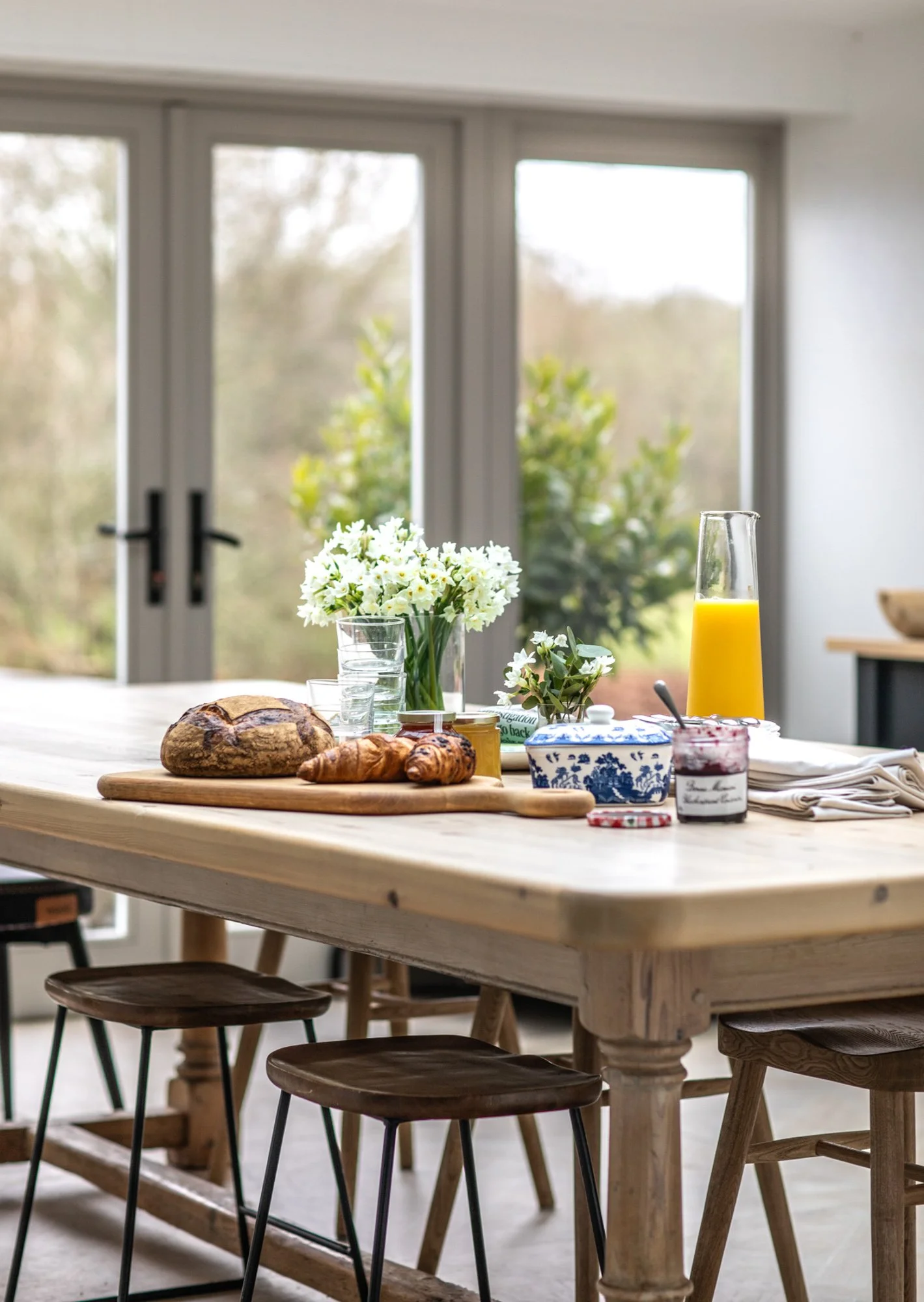 Airbnb photograph of a breakfast set up in a conservatory dining room in East Sussex