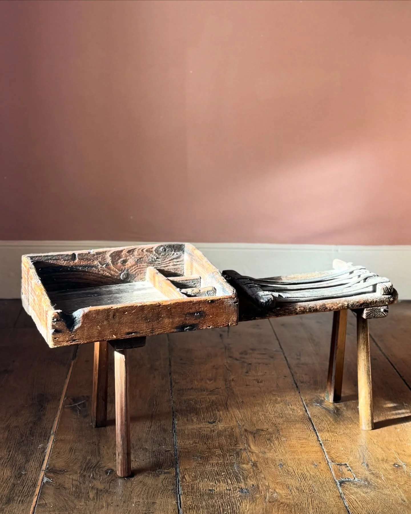 Latest extraordinary object added to the website:

A sculptural 19th Century cobblers bench retaining the original leather straps. It&rsquo;s remarkable that working objects like this have survived after many lifetimes of use. Very atmospheric object